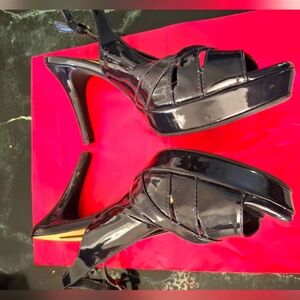 Dark Blue/almost black Patent Leather Women's Sandals